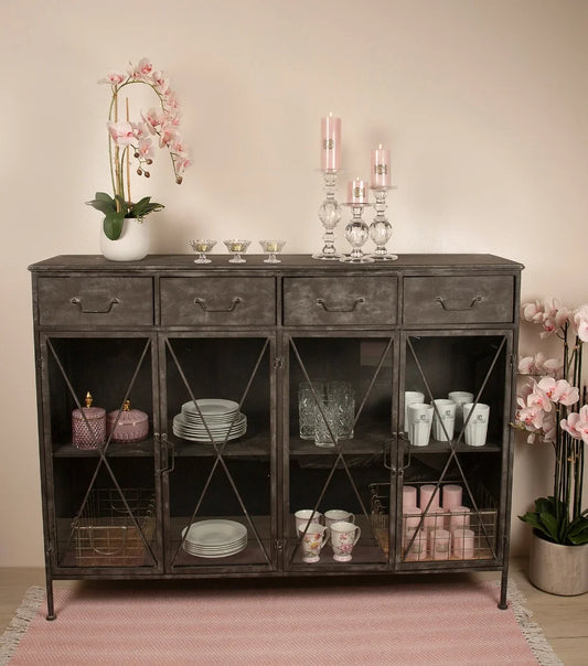 La Vida - Metalskænk m. 4 skuffer og 2 hylder