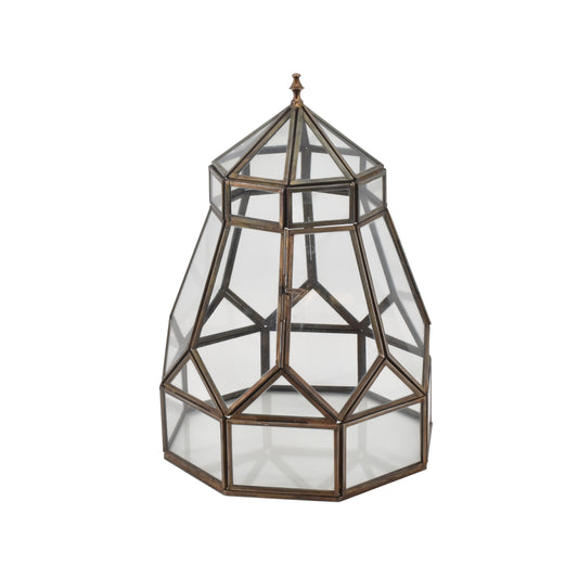 La Vida - 8-kantet glashus, antik jern H30xD18 cm