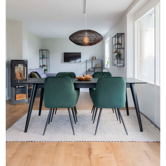 House Nordic - Harbo Spisebordsstol i grøn velour