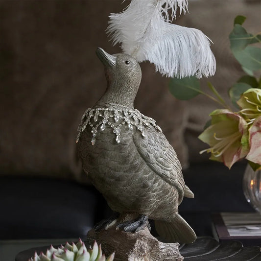 Speedtsberg And med Halskæde, 8x29 cm, Grå