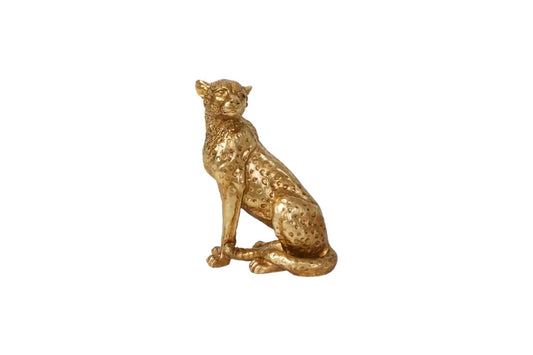 Speedtsberg Leopard Skulptur, Antik Guld, 14x9x20cm - Eksotisk Charme