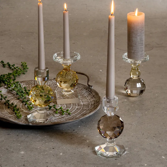 Speedtsberg Noa Lysestage Krystal, Ø9x20cm, Grå/Gul/Klar