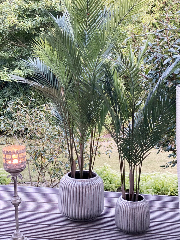 La Vida Keramikpotter, Høj Rillede i Antik Sølv H25xD25 cm