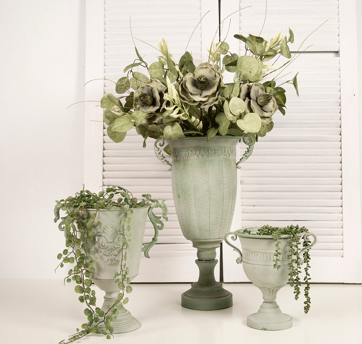 La Vida Potte med Håndtag, Metal, Antik Grøn H55xD33 cm