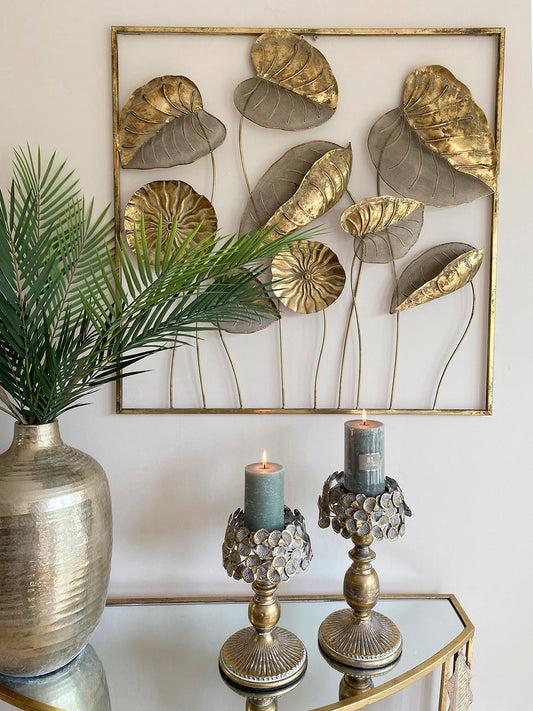 La Vida Lysestage i Metal, Antik Guld, H29xD15 cm