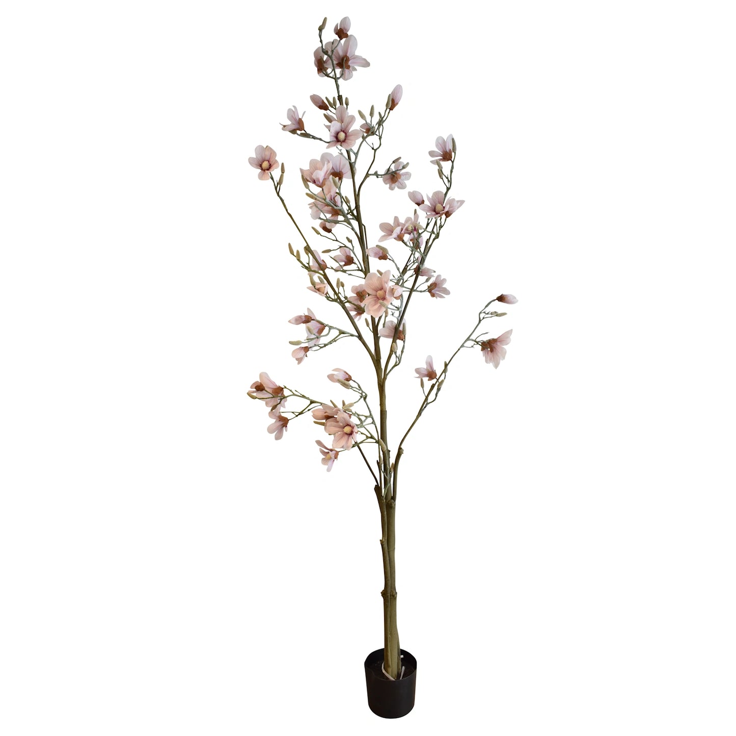 La Vida - Kunstigt magnolia træ, lyserød, i sort plastpotte