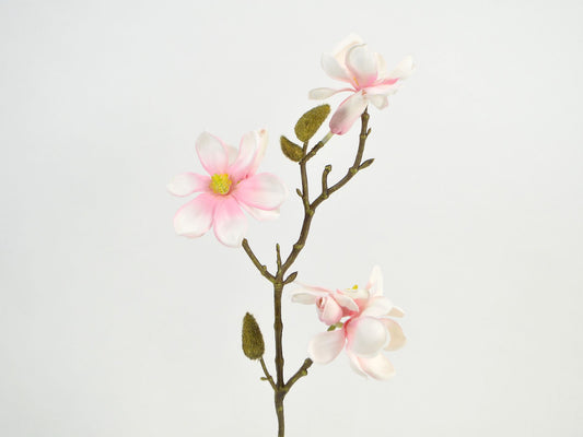 Deko Florale - Magnolia m/4 blomster og 3 knopper, Lyserød, 38 cm