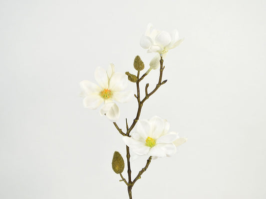 Deko Florale - Magnolia m/4 blomster og 3 knopper, hvid, 38 cm