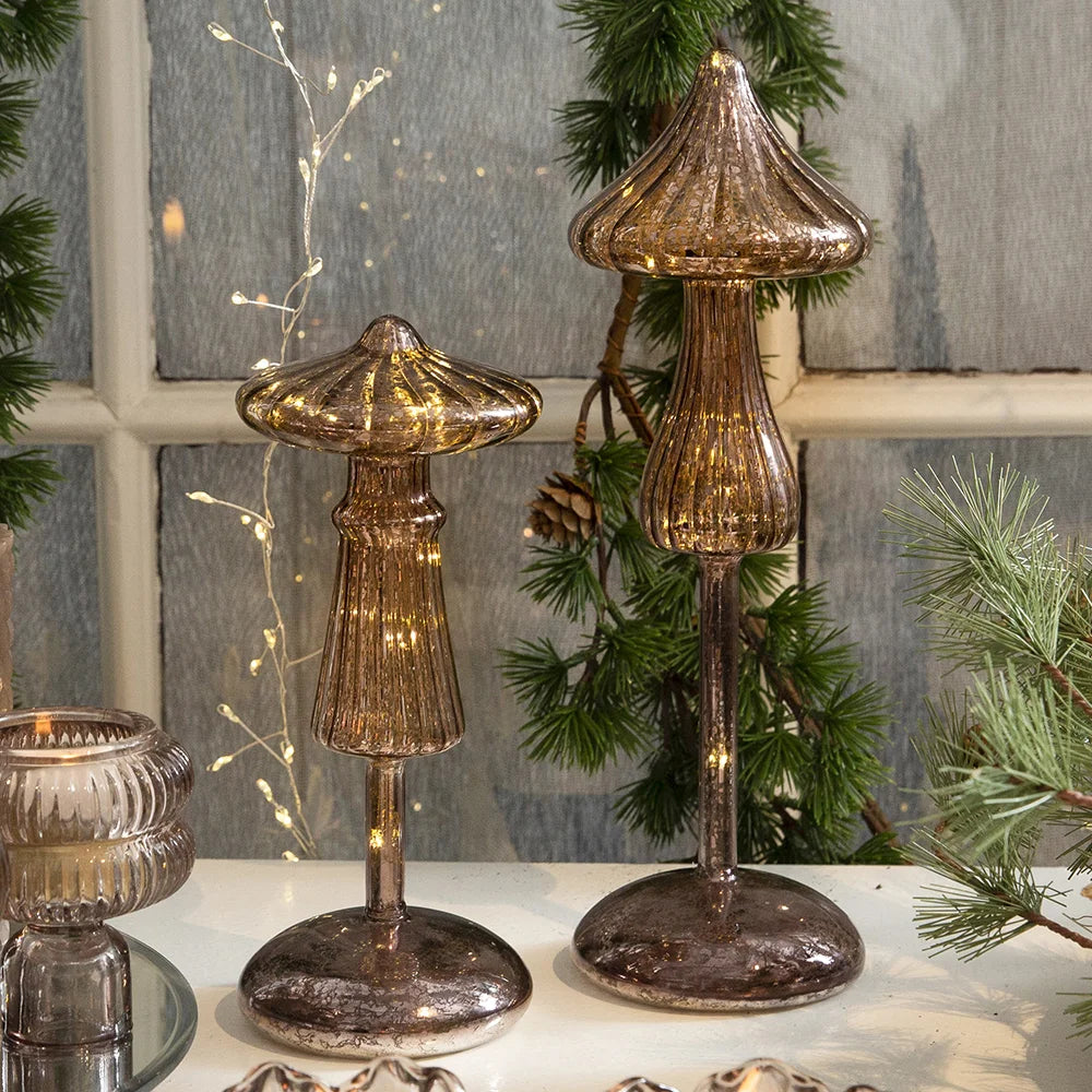 La Vida -LED glaslampe mushroom, stor, Brun