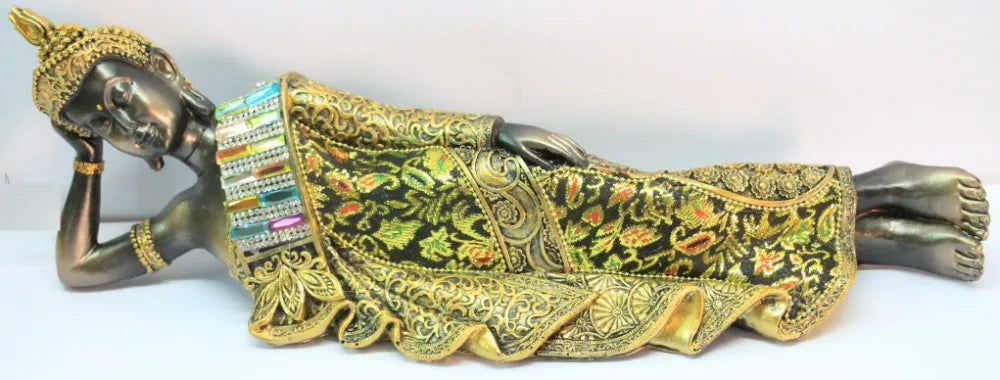 Smuk Liggende Buddha Statue - 38 cm Lang, Dekorativ Tilbehør