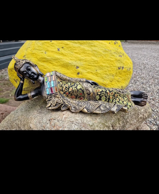 Smuk Liggende Buddha Statue - 38 cm Lang, Dekorativ Tilbehør