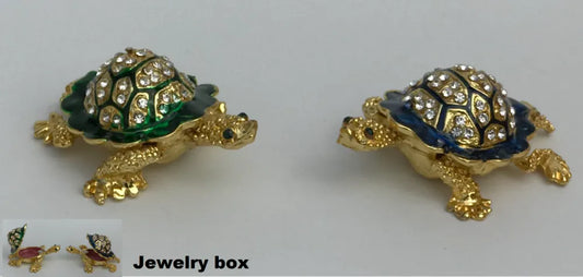 Mini smykkeskrin, metal, 5,5 cm, skildpadde