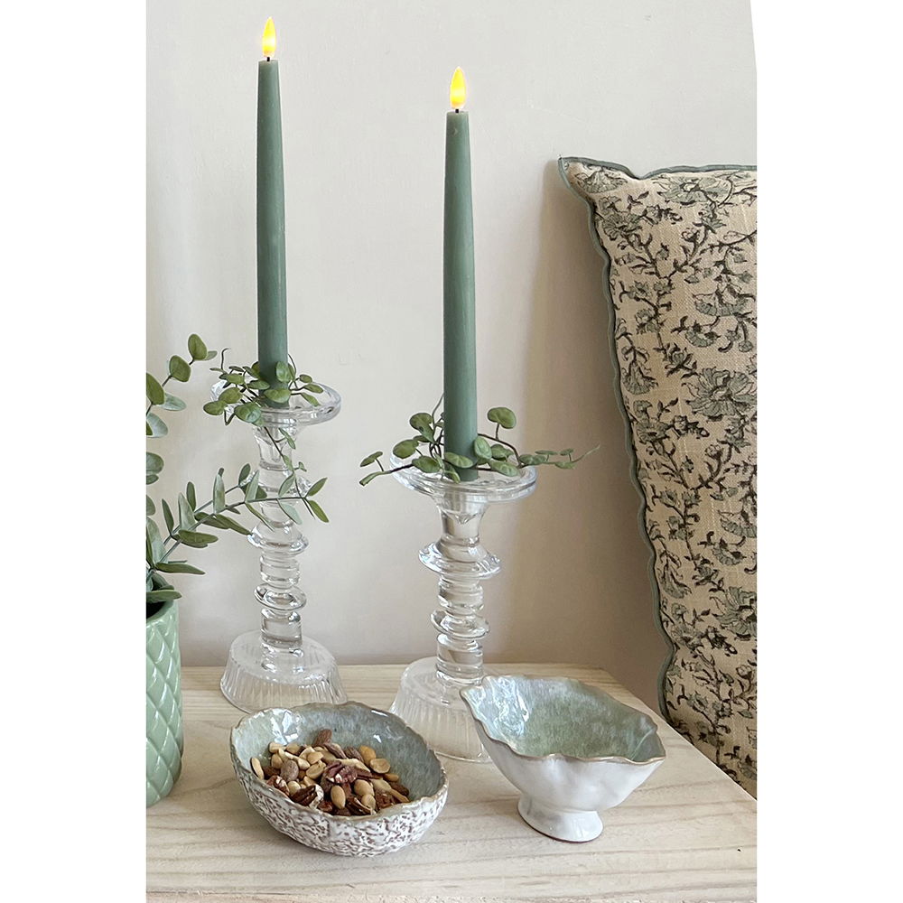 La Vida - Keramikskål på fod, grøn og Keramikskål, grøn