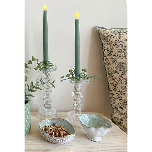 La Vida - Keramikskål på fod, grøn og Keramikskål, grøn