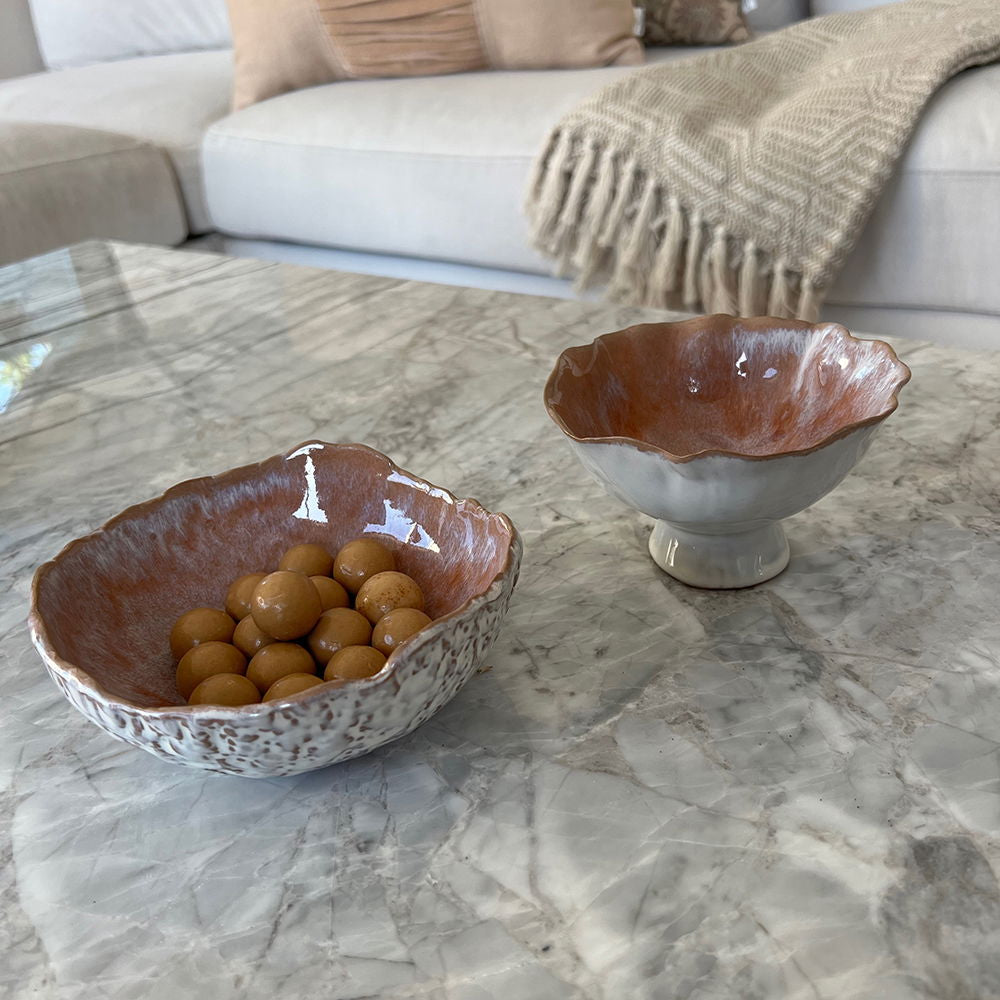 La Vida - Keramikskål på fod, rosa og Keramikskål, rosa