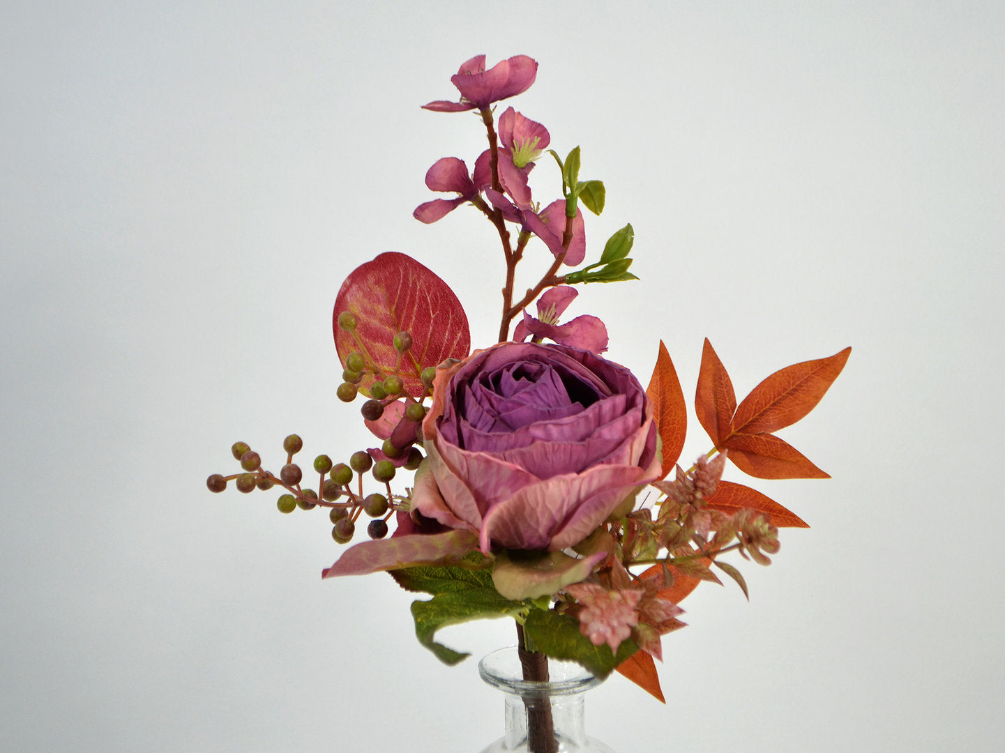 Deko Florale - Rose og bærbuket, 35cm, mallow