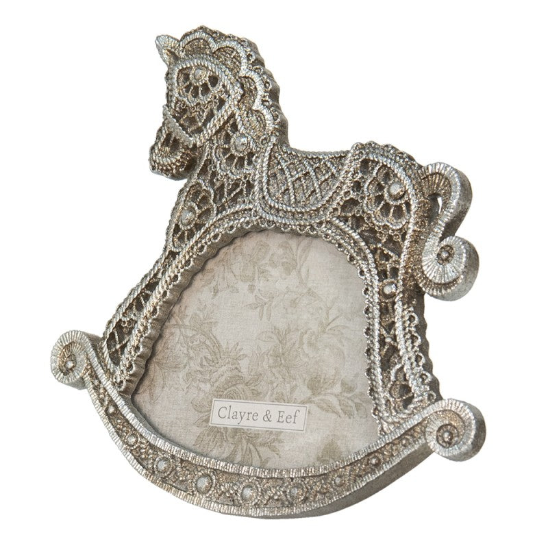 Clayre & Eef - Billedramme Gyngehest i Sølv, 10x6 cm