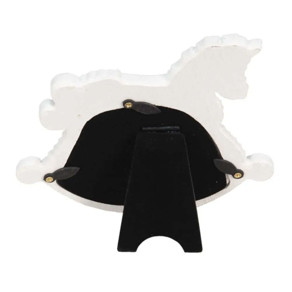 Clayre & Eef - Billedramme Gyngehest i Hvid med Gylden Farve, 10x6 cm