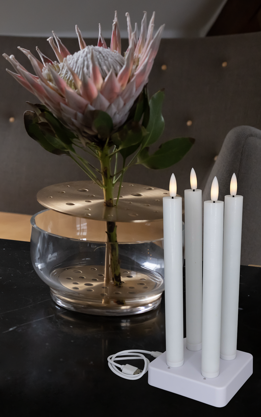 Cozzy Genopladelig LED-Stagelys Sæt af 4 - 3D-flamme