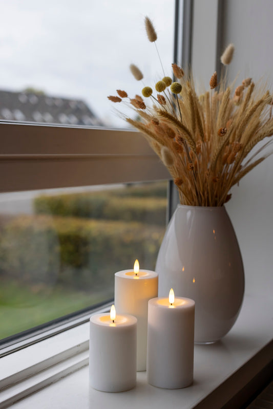 Cozzy Indendørs Bloklys Sæt med Fjernbetjening - Hvid