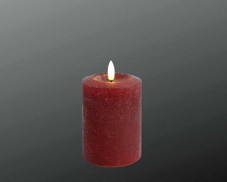 Deko Florale LED-lys, Timer, Ø7.6xH10cm, Bordeaux