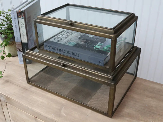 Chic Antuque - Fransk glas display Antique Messing