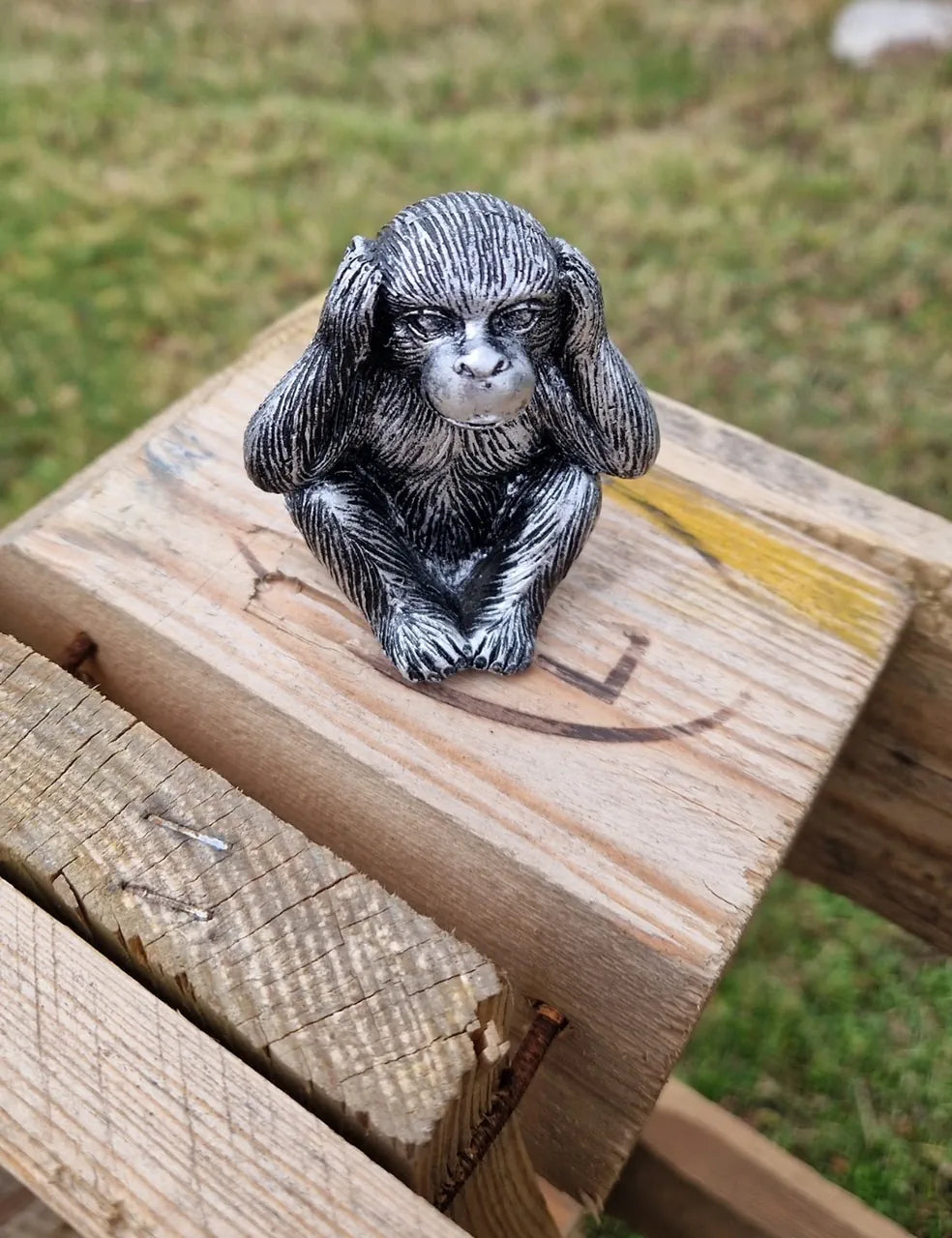 Sjove aber, 6 cm, ikke se/høre/tale. antik Sølv