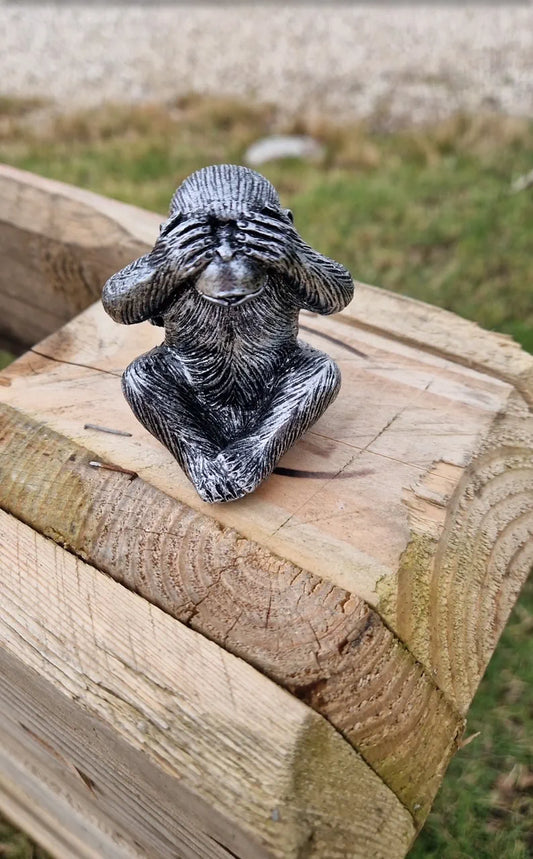 Sjove aber, 6 cm, ikke se/høre/tale. antik Sølv