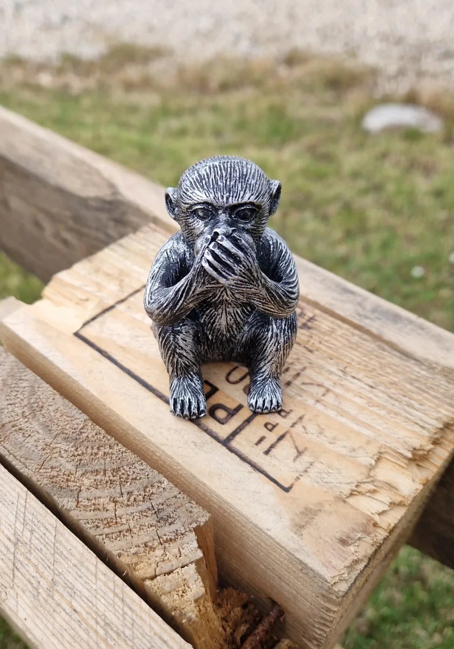 Sjove aber, 6 cm, ikke se/høre/tale. antik Sølv
