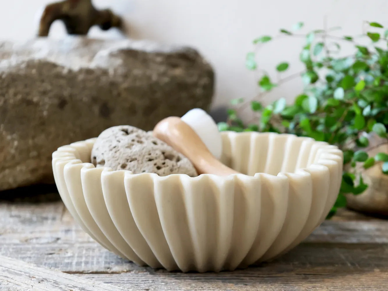 Chic Antique - Muslingeformet skål i lattefarve