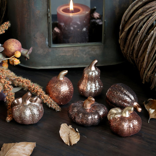 Chic Antigue - Græskar m. glimmer sæt af 6