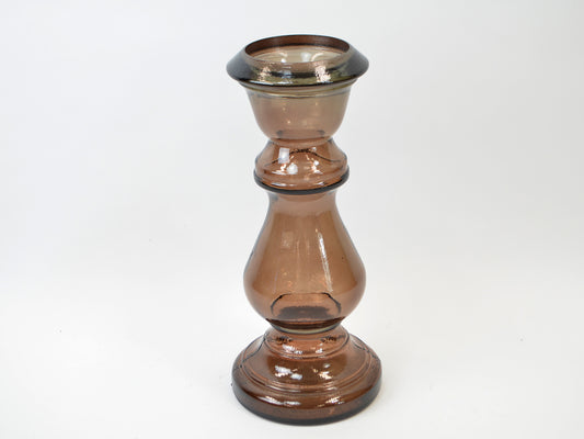 Deko Florale Lysestage i Genbrugsglas, Grå Ø13cm H30cm