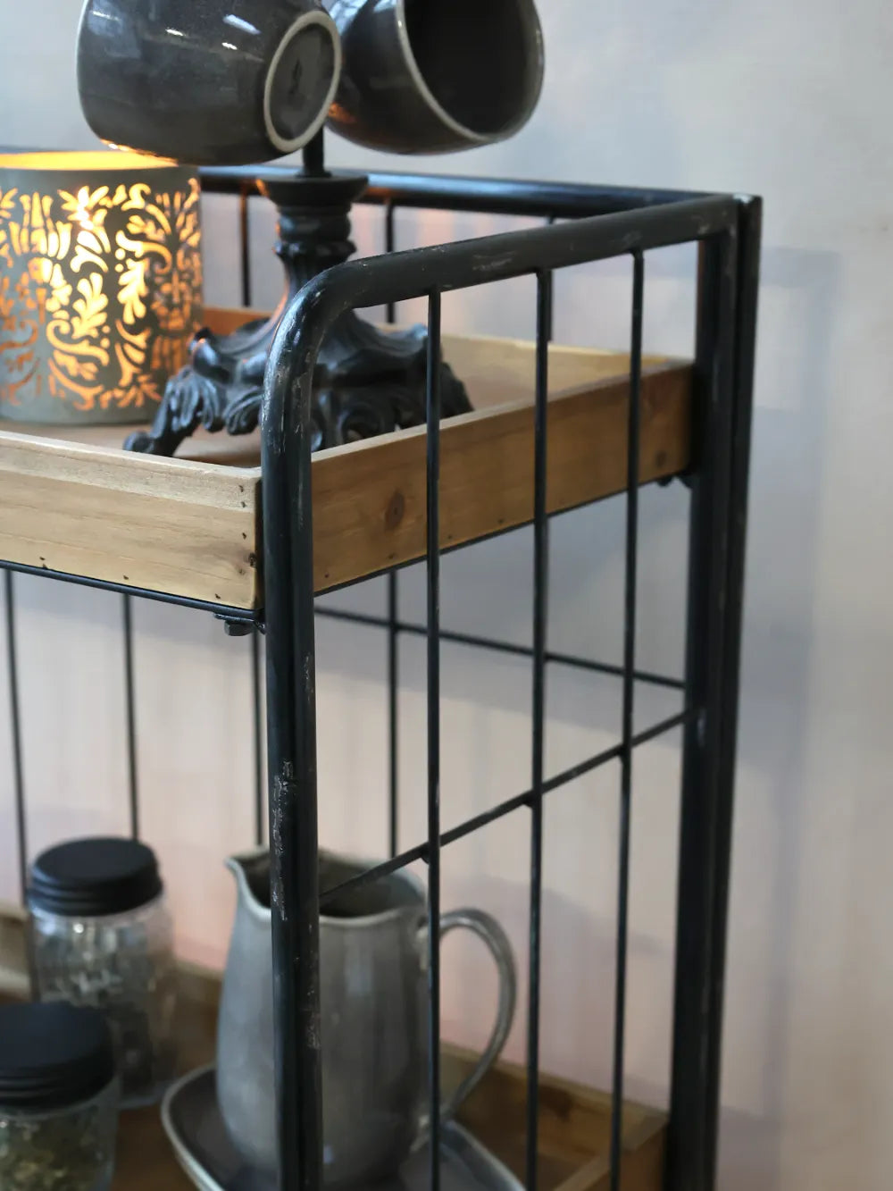 Chic Antique - Reol på hjul m. 4 træ skuffer
