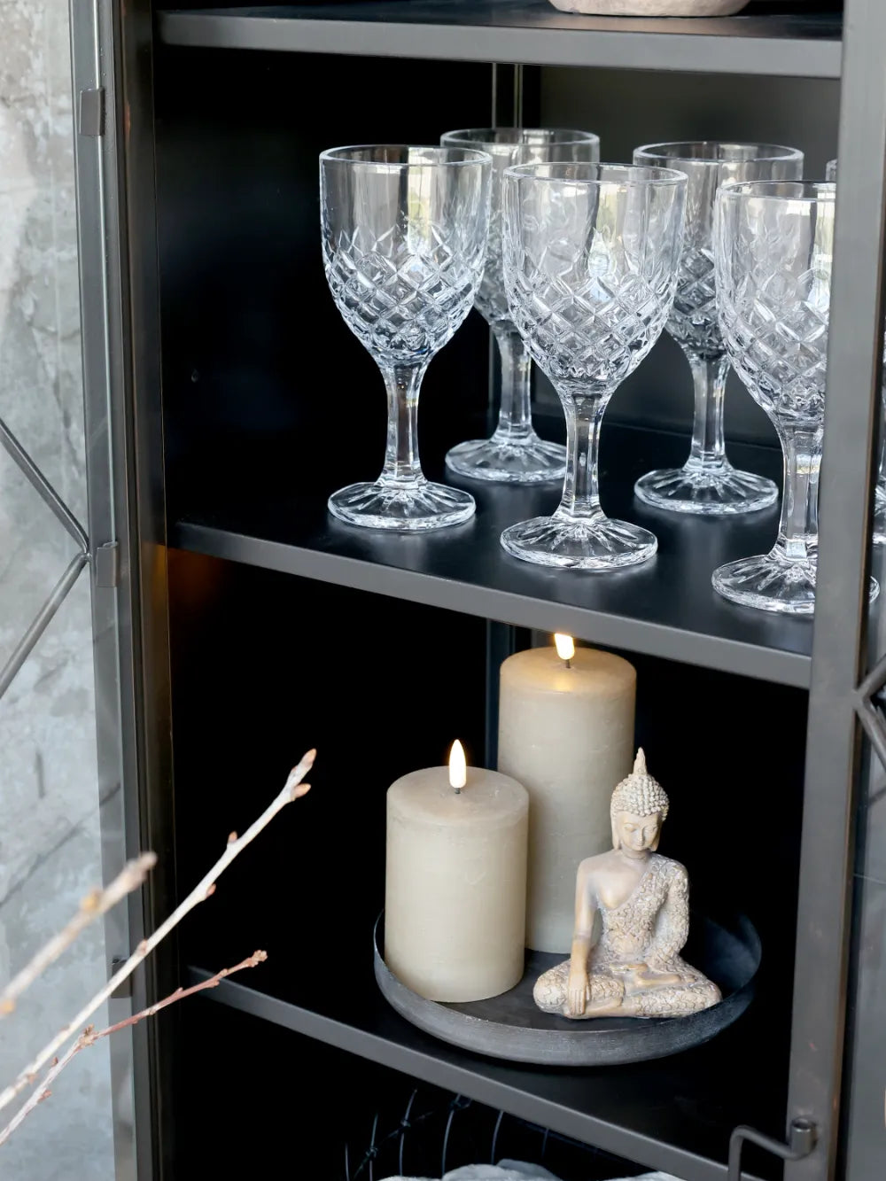 Chic Antique - Vitrineskab på hjul m. glaslåger
