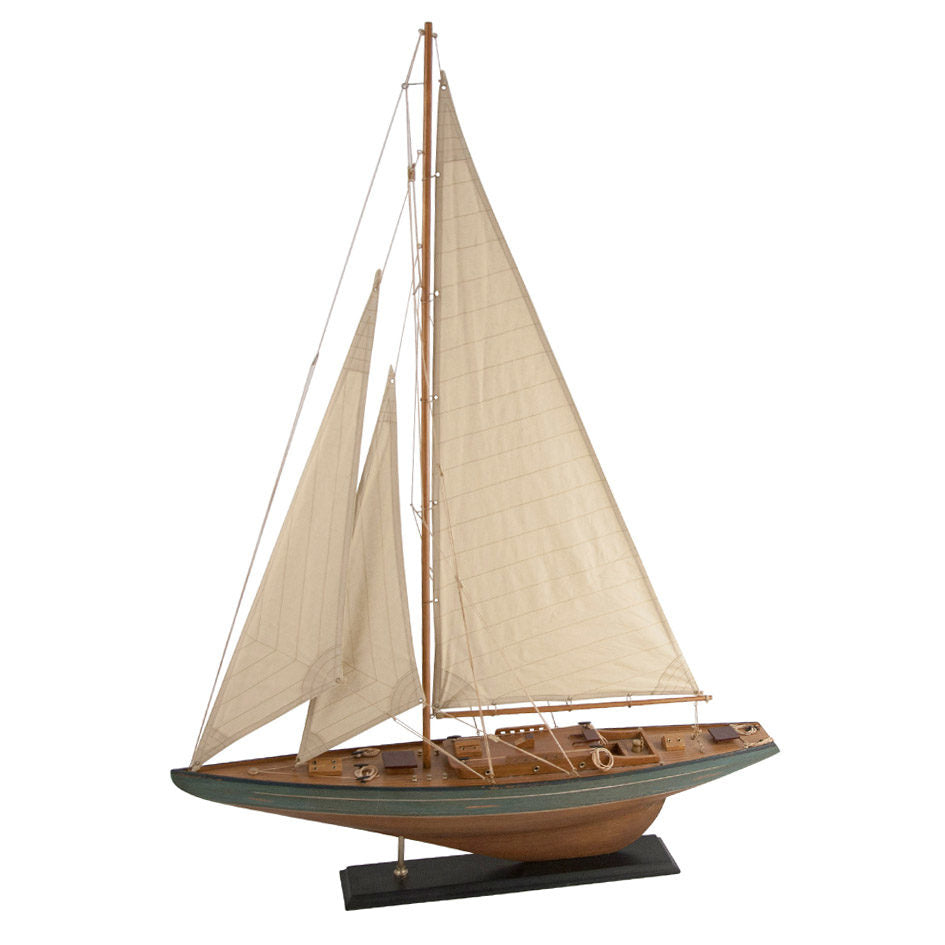 DEMO MODEL Godtbergsen Sejlbåd med Grønt Skrog H100xL75xB13 cm DEMO MODEL