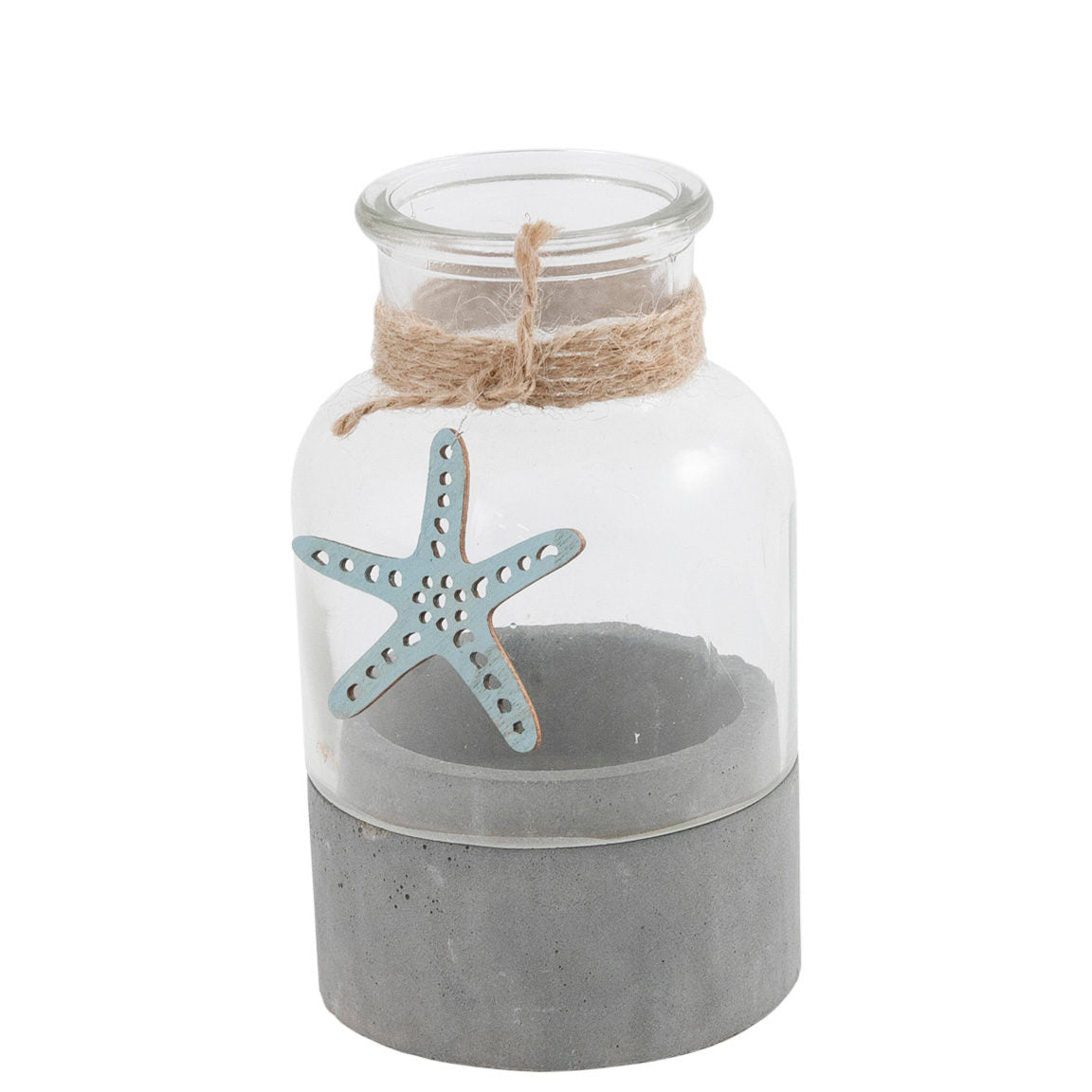 Godtbergsen Cementfod med Glasdekoration, H14 cm