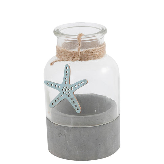 Godtbergsen Cementfod med Glasdekoration, H14 cm