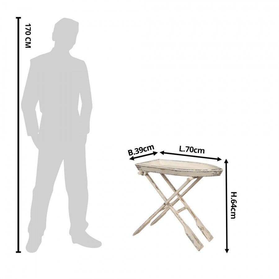 Clayre & Eef Sidebord i Hvidt Træ L70xB39xH64 cm