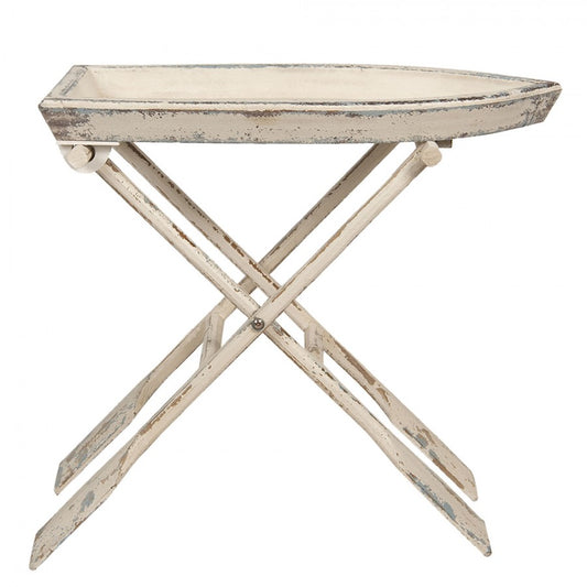 Clayre & Eef Sidebord i Hvidt Træ L70xB39xH64 cm