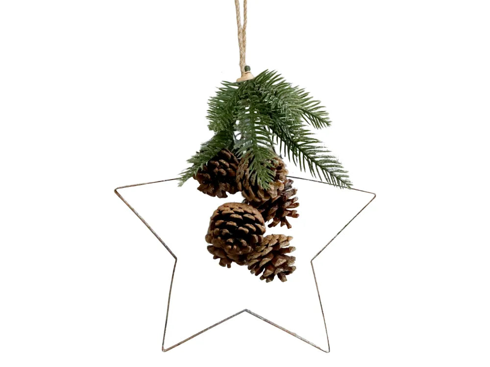 Chic Antique Fleur Stjerne med Kogler og Gran - Rustik Juleudsmykning