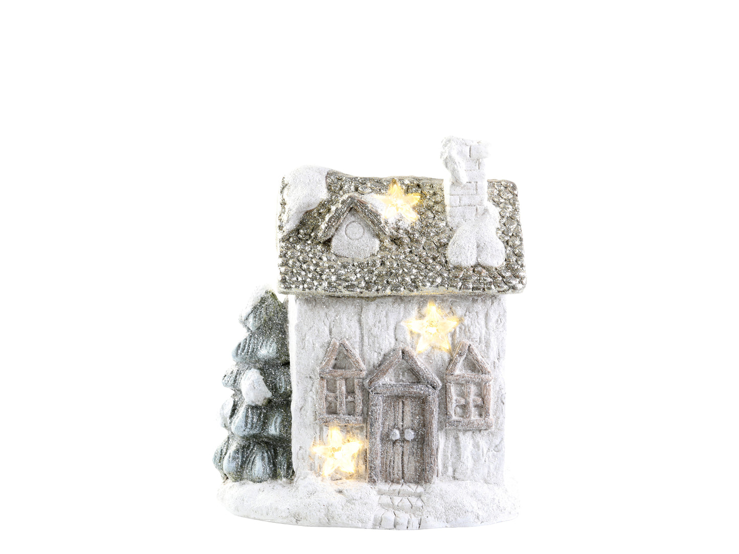 Chic Antigue - Hus til deko m. LED stjerner, champagne