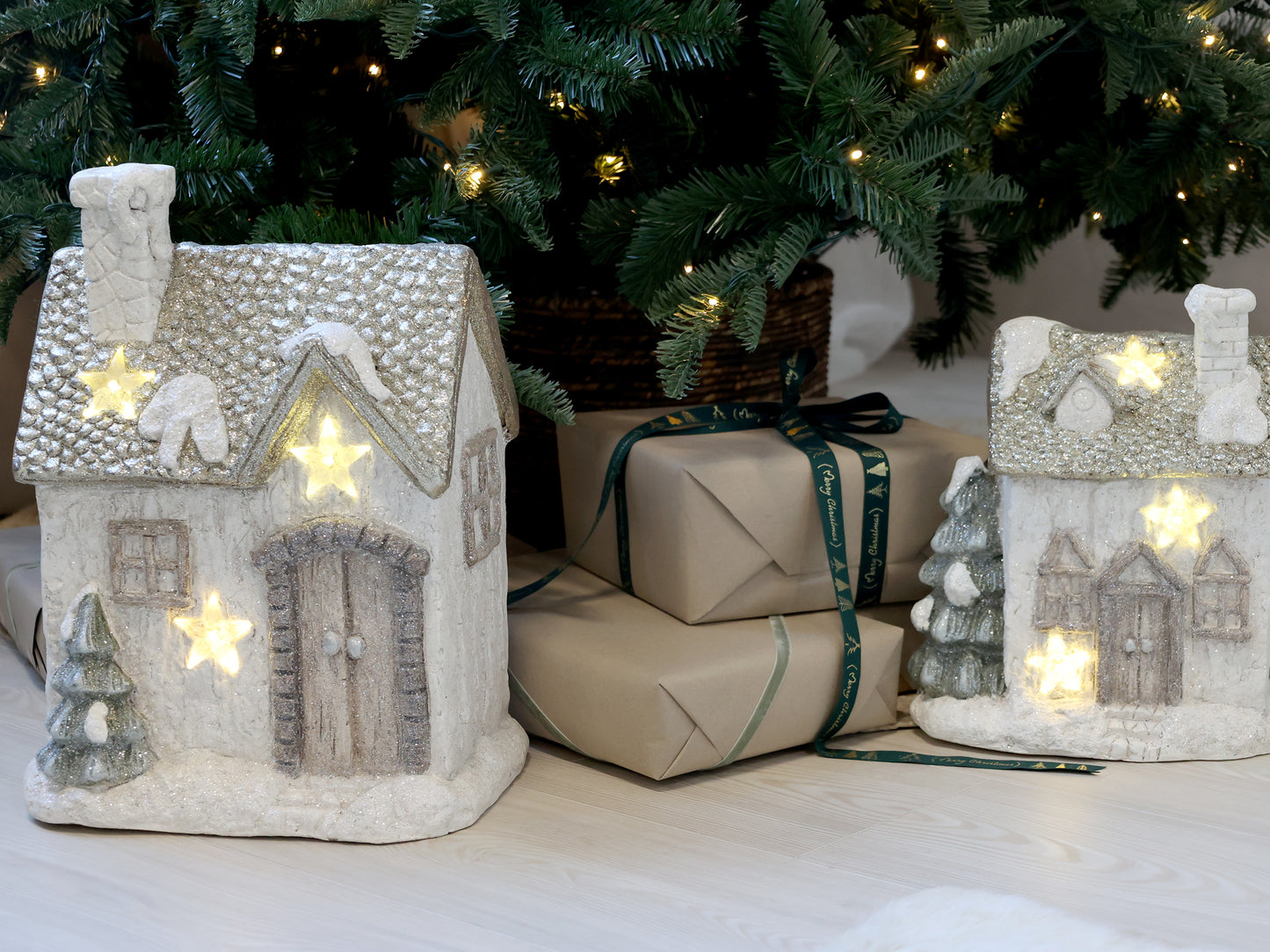 Chic Antigue - Hus til deko m. LED stjerner, champagne