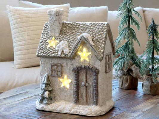 Chic Antigue - Hus til deko m. LED stjerner, champagne