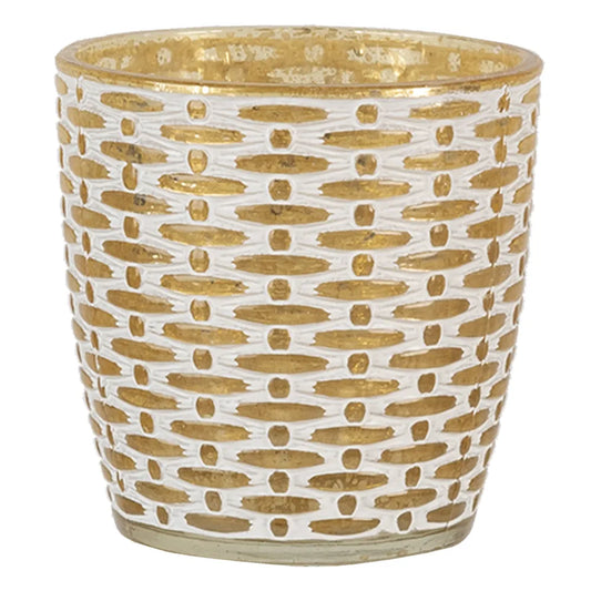 Clayre & Eef - Fyrfadsstage i Gul-Hvidt Glas