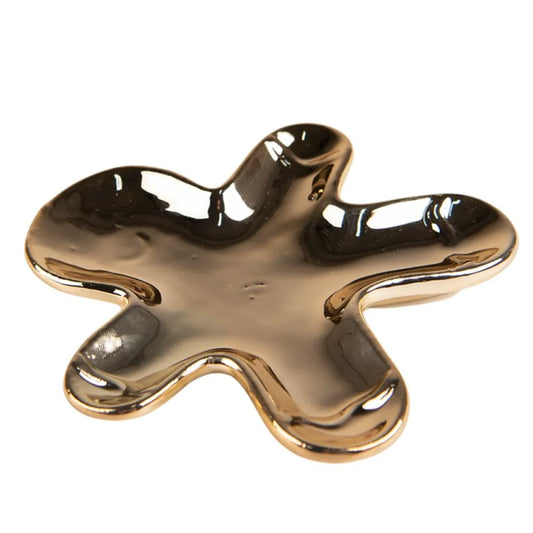 Clayre & Eef Dekorativ Keramisk Skål i Guldfarve L16xB16xH2 cm