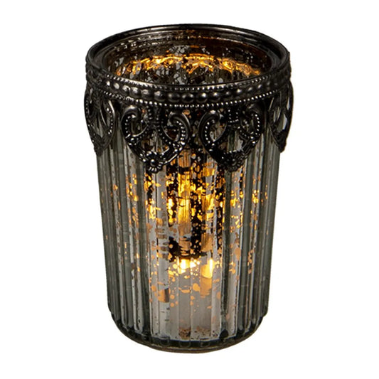 Clayre & Eef - Glas Fyrfadsstage i Sølv