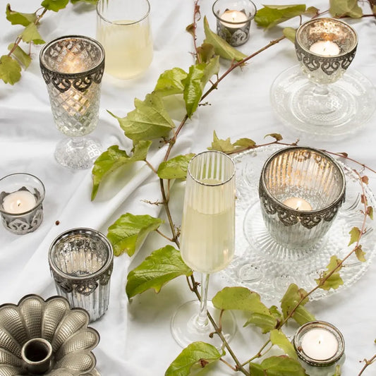 Clayre & Eef - Glas Fyrfadsstage i Sølv