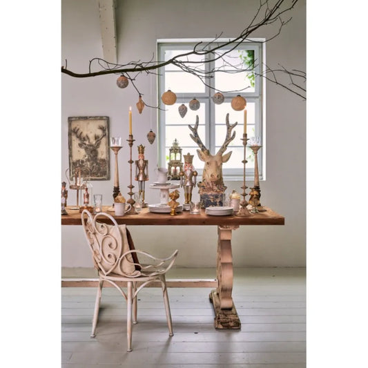 Clayre & Eef Hvid og Grå Glas Julekugle Ø9 cm