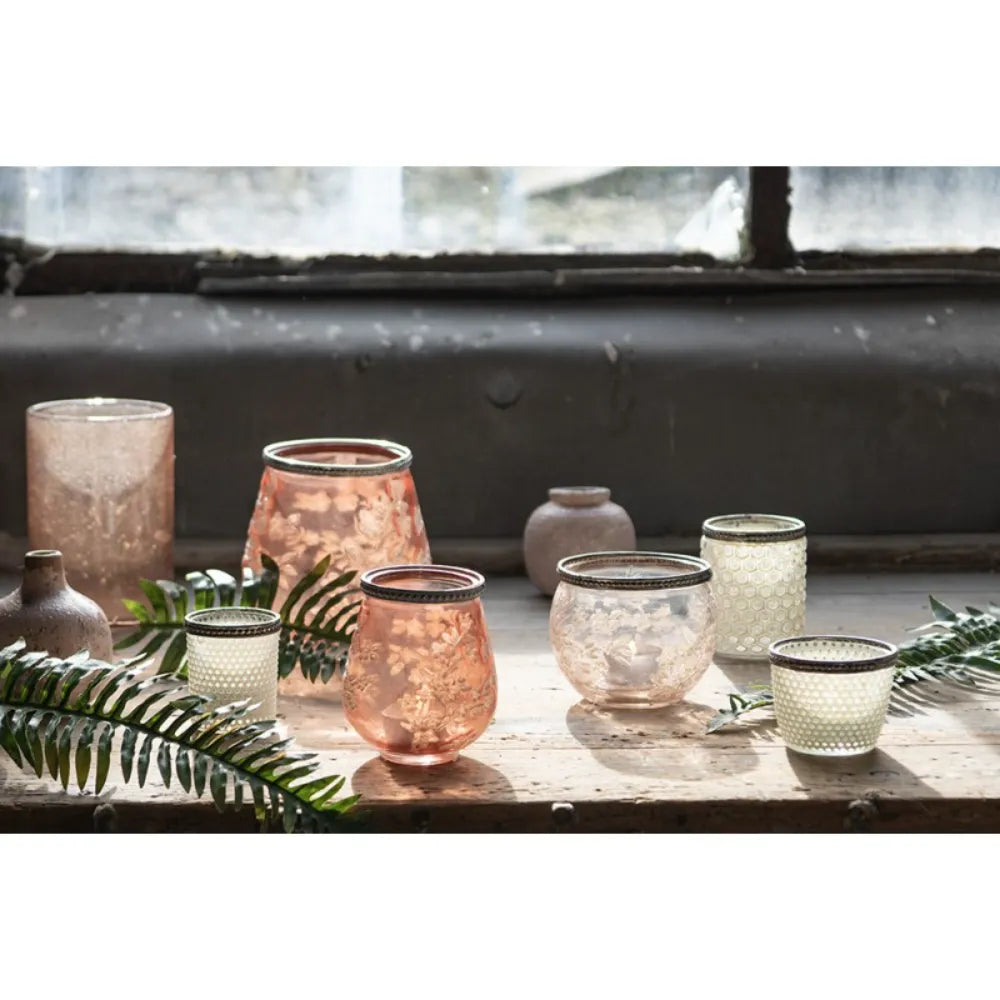 Clayre & Eef - Glas Fyrfadsstage i Hvid