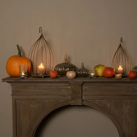 Clayre & Eef - Fyrfadsstage i Gult Glas med Metalkant